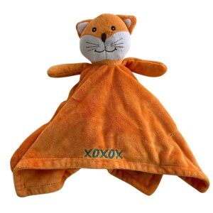 Honey Bunny Orange Kitty Cat Lovey Security Blanket XOXOX‎  16" x 17"